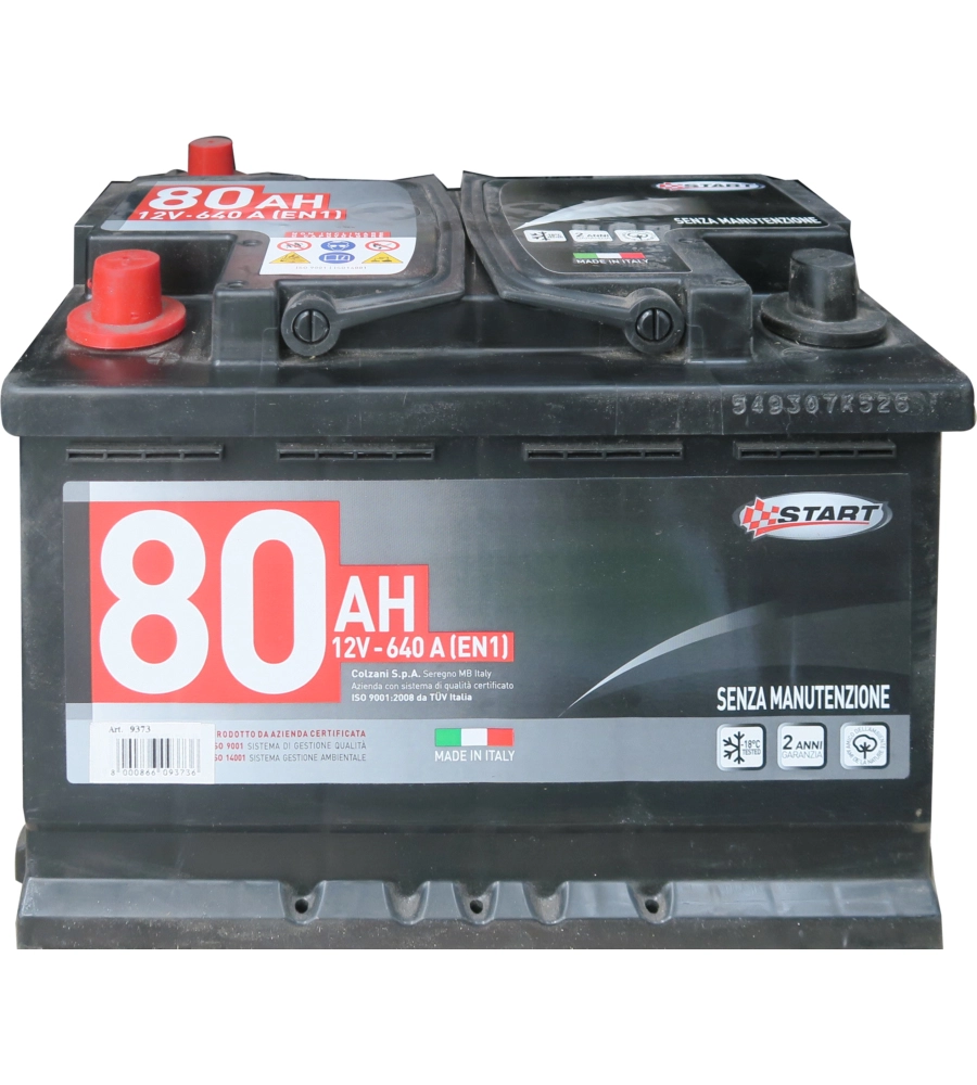 Batteria auto 80ah 12v 640a polo positivo sinistro cassetta l3